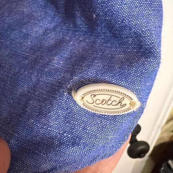 Scotch & Soda Mens Linen Blue Short Sleeve Button Down Size Medium Office Travel - Picture 7 of 9